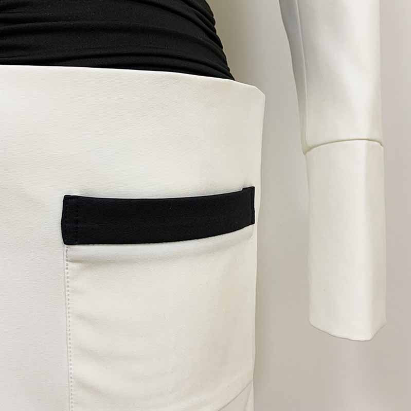 Long Sleeves Collar Colorblock Bodycon Pencil Mini Dress