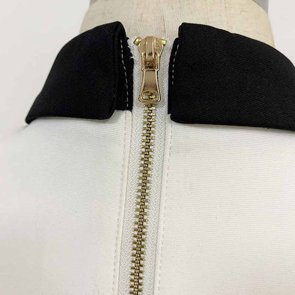 Long Sleeves Collar Colorblock Bodycon Pencil Mini Dress