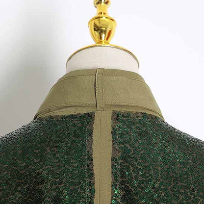 Womens Sequin Jacket Casual Long Sleeve Front Zip Bomber Blazer with Pockets