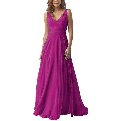 A-line Chiffon Bridesmaid Dress Floor Length Formal Evening Prom Gowns