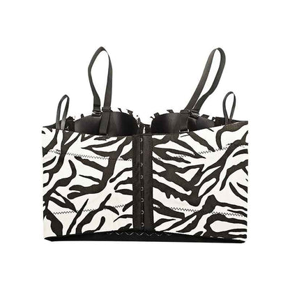 Women Zebra Striped Tops Spaghetti Straps Bra Summer Party Tank Top