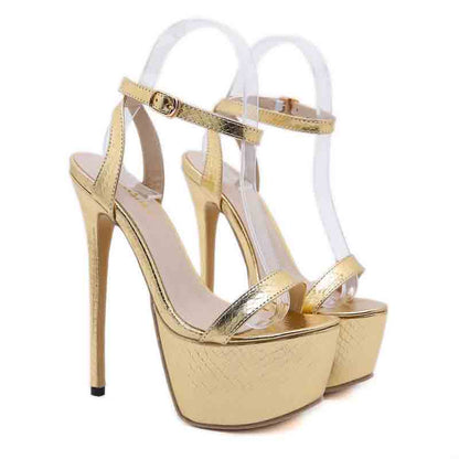 Tucomosi Gold High Heel Stiletto Platform Clubwear Shoes