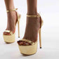Tucomosi Gold High Heel Stiletto Platform Clubwear Shoes