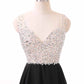Black Prom Dress Long Beaded Formal Evening Gowns Sleeveless Wedding Dress