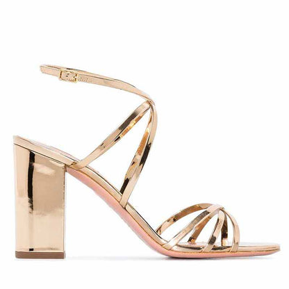 Women's Gold Stilettos Open Toe Pump Heel Sandals