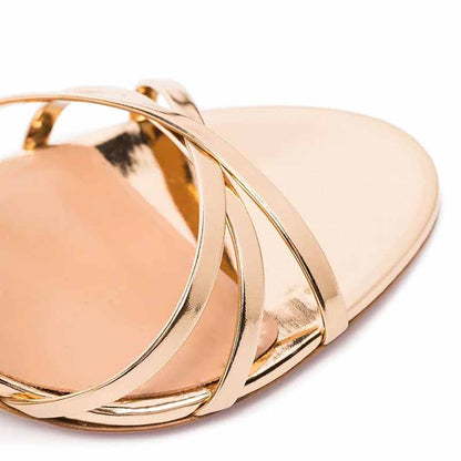 Women's Gold Stilettos Open Toe Pump Heel Sandals