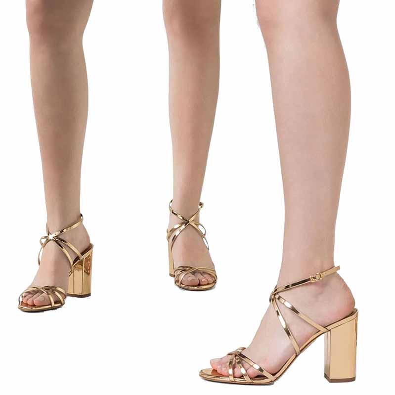 Women's Gold Stilettos Open Toe Pump Heel Sandals