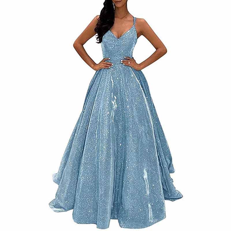 Prom Dresses Long A Line Formal Evening Ball Gowns Glitter Party Dress