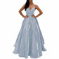Prom Dresses Long A Line Formal Evening Ball Gowns Glitter Party Dress