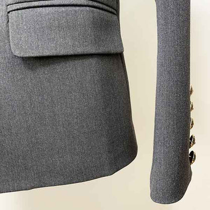 Women's Coats Grey Jacket Long Sleeves Blazer Breasted Coat