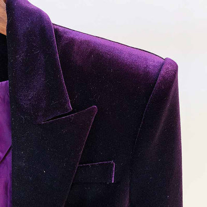 Women Velvet Blazer Pantsuit+ Flare Trousers Suit