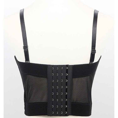 Womens Crop Tops Spaghetti Straps Beaded Push Up Corset Bra Party Top