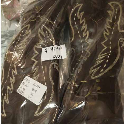 Women's Floral Embroidered Western Boots Knee High Cowboy Boots