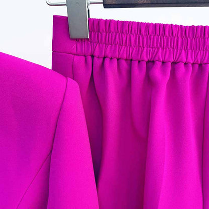 Women's Magenta Pantsuit Blazer+Long Pants Wedding Pantsuit for women