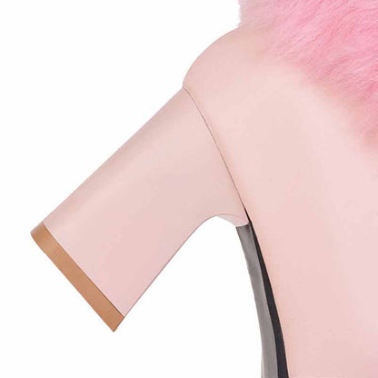 Womens Lace Up Platform Fur Lined Ankle Hiking Boots With Bowknot