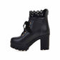 Lace Platform Boots for Women Chunky Lace Up Ankle Boots