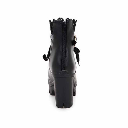 Lace Platform Boots for Women Chunky Lace Up Ankle Boots