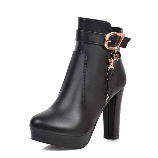 Platform Boots for Women Chunky Lace Up Leather Ankle Boots