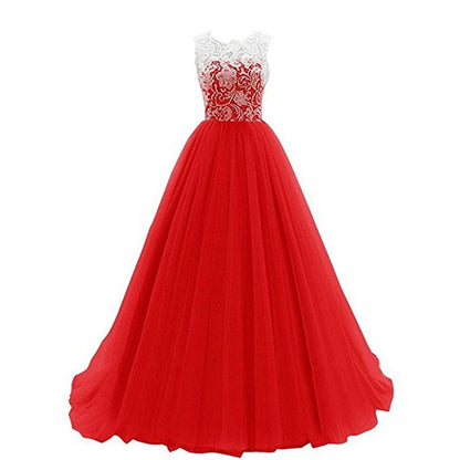 Wedding Lace Bridesmaid Dress Round Neck Prom Gown Women