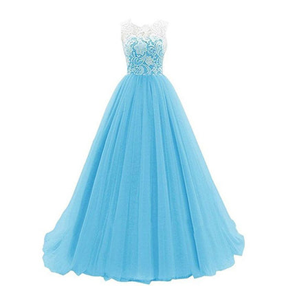 Wedding Lace Bridesmaid Dress Round Neck Prom Gown Women