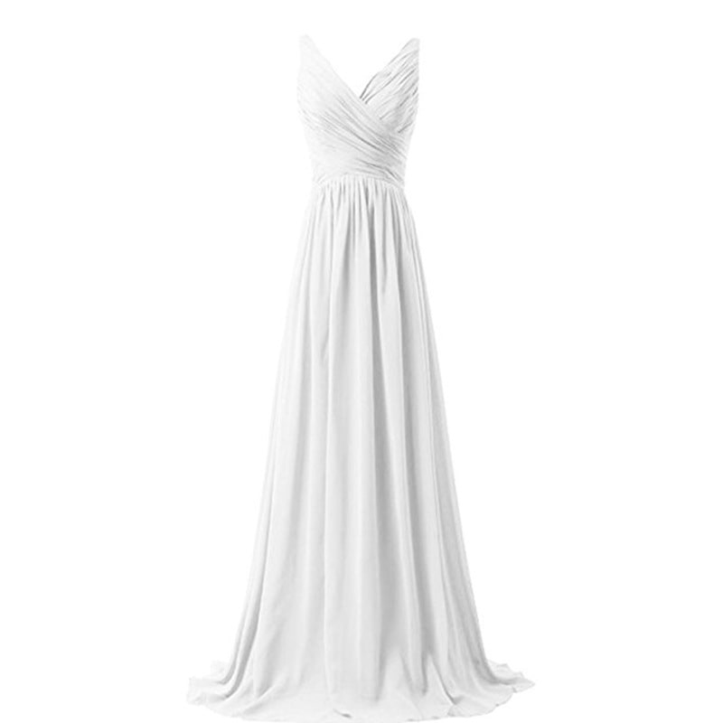 sd-hk Sleeveless Long Bridesmaid Dress V Neck Prom Gowns For Women