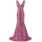 sd-hk Women Sequin Evening Maxi Dress Strapless Slim Prom Gowns