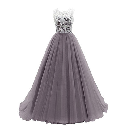 Wedding Lace Bridesmaid Dress Round Neck Prom Gown Women