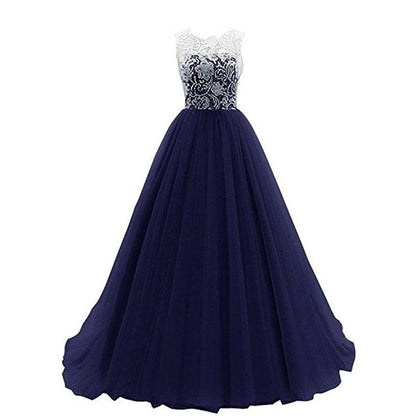 Wedding Lace Bridesmaid Dress Round Neck Prom Gown Women
