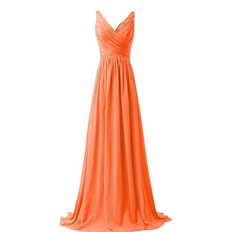sd-hk Sleeveless Long Bridesmaid Dress V Neck Prom Gowns For Women – SD ...