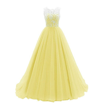 Wedding Lace Bridesmaid Dress Round Neck Prom Gown Women