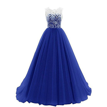 Wedding Lace Bridesmaid Dress Round Neck Prom Gown Women