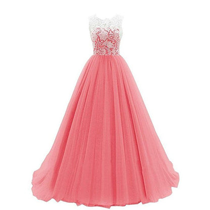 Wedding Lace Bridesmaid Dress Round Neck Prom Gown Women