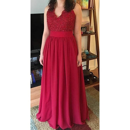 sd-hk Lace Bridesmaid Dress V Neck Prom Gowns For Women