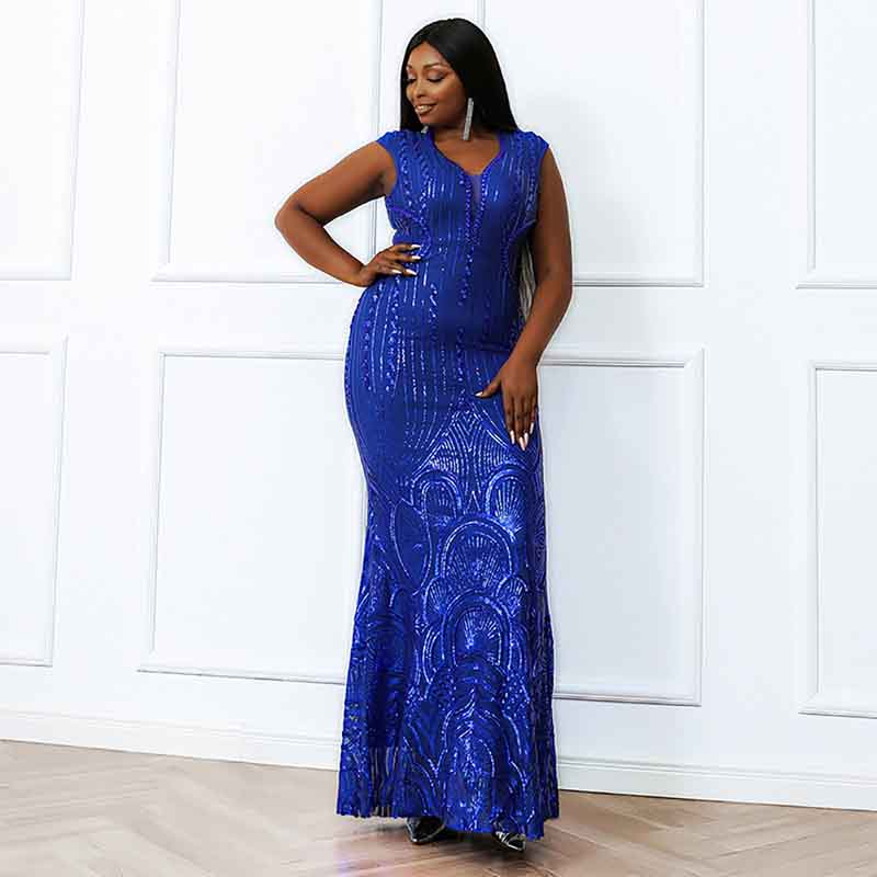 Women Plus Size Prom Floor Length Sequin Royal Blue Wedding Evening Party Maxi Dress SD Dresscode & Fashiontrends Women Plus Size Prom Floor Length Sequin Royal Blue Wedding Evening Party Maxi Dress SD Dresscode & Fashiontrends