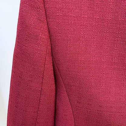 Women's Golden Lion Buttons Fitted Blazer Jacket Dark Red