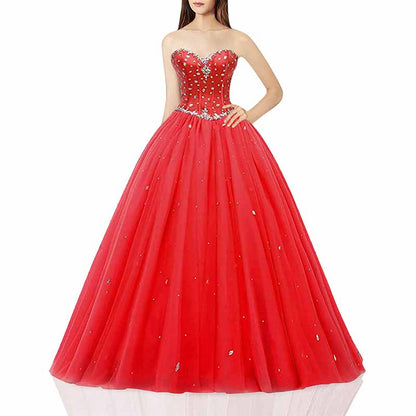 Women's Sweetheart Ball Gown Tulle Quinceanera Dresses Prom Dress