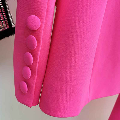 Women Rose pink Blazer + Flare Trousers Suit