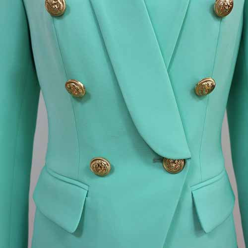 Women's Coats Mint Green Jacket Long Sleeves Blazer Breasted Coat