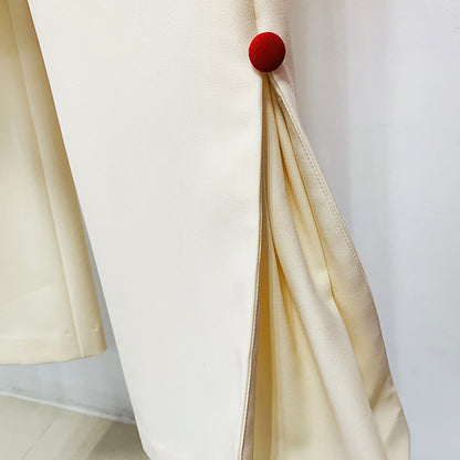 Women Fashion Apricot Blazer + Trousers Suit Two Piece Formal Pantsuits