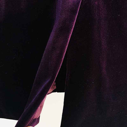 Women Velvet Dark Purple Blazer Pantsuit + Flare Trousers Suit
