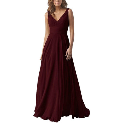 A-line Chiffon Bridesmaid Dress Floor Length Formal Evening Prom Gowns