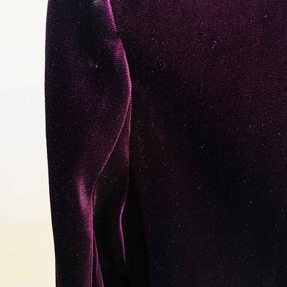 Women Velvet Dark Purple Blazer Pantsuit + Flare Trousers Suit