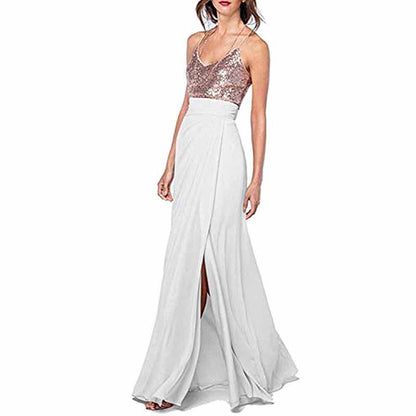 Womens Sequin Top Bridesmaid Dress Cocktail Party Swing Dresses