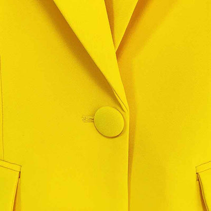 Women's Yellow Pantsuit Blazer+High Waisted Flare Pants Suit Wedding Pantsuit