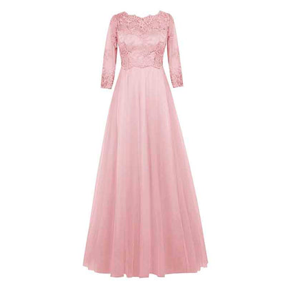 Women Formal Prom Wedding Bridesmaid Dress with Sleeve Lace Wedding Guest Dress