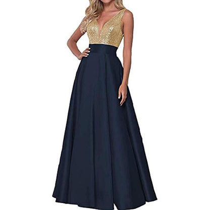 Dark blue prom dress women