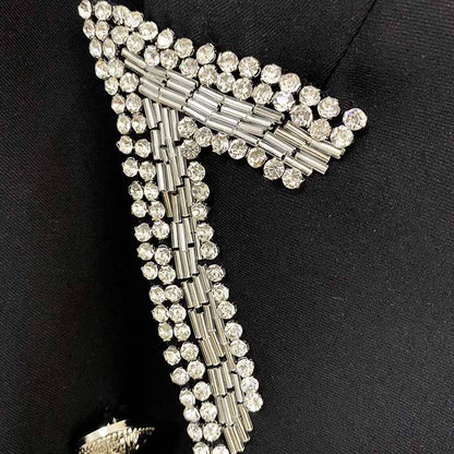 Womens Coat Double Breasted Lion Button Blazer with Metal Outwear