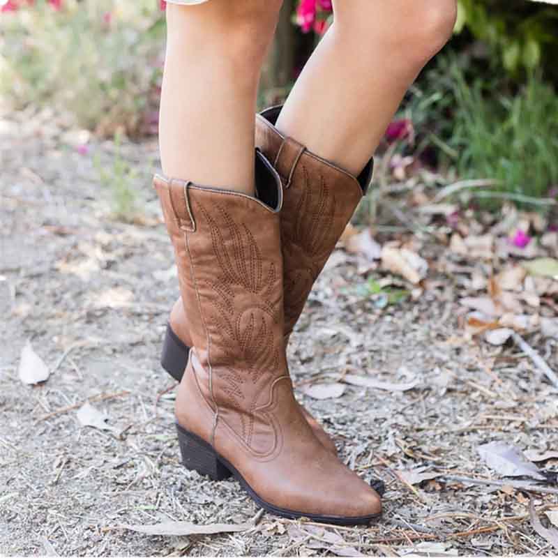 Mid Calf Cowboy Boots Women Western Cowgirl Boots – SD Dresscode ...