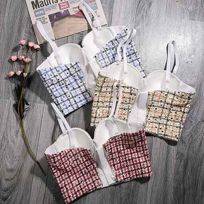 Women Bustier Crop Tops Floral Push Up Corset Bra Tank Top