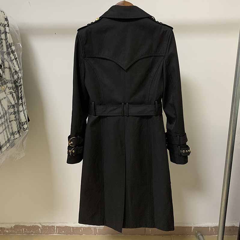 Women's Black Trench Coats Double Breasted Outwear Coat With Belt